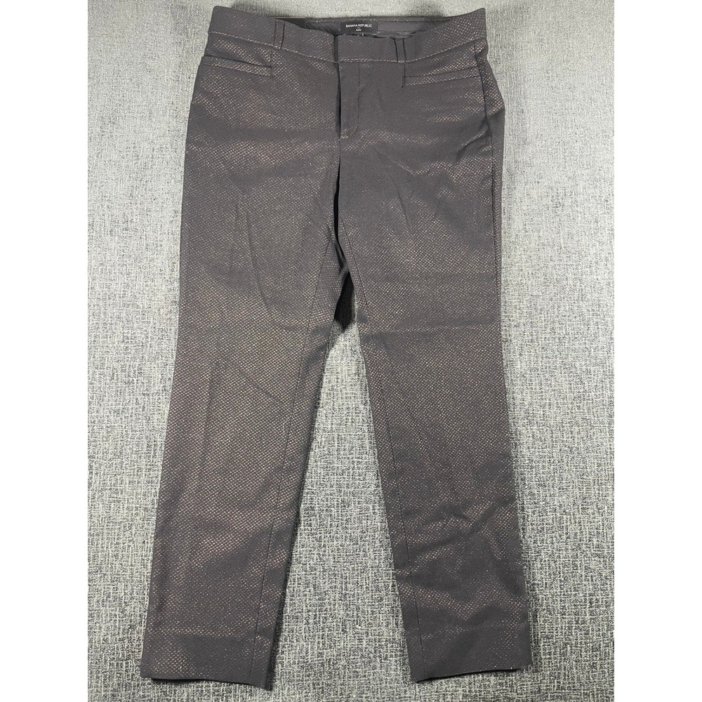 Banana Republic Sloan Slim Fit Pants Women 8 Black Metallic Dot NWT